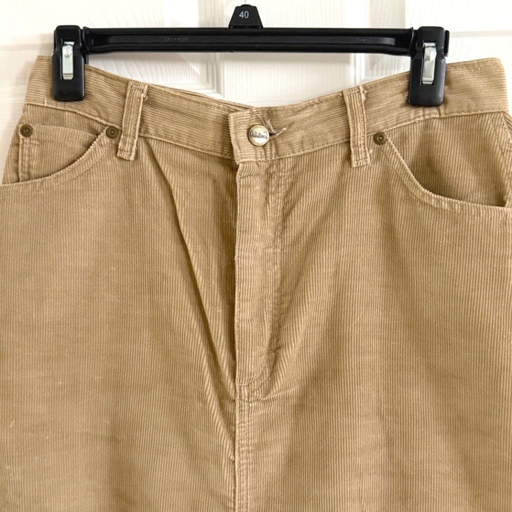 Vintage L.L. Bean Corduroy‎ Midi Skirt Tan Khaki High Waisted A-Line Size 12 USA - Picture 2 of 12